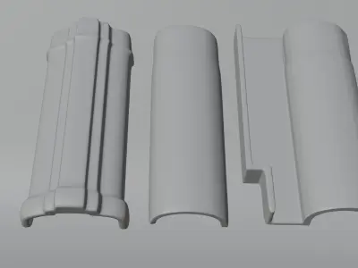 Conjunto com tres telhas de ceramicas 3D model