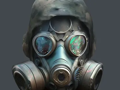 Gas mask helmet 3d model military combat Low-poly Low-poly 3D model