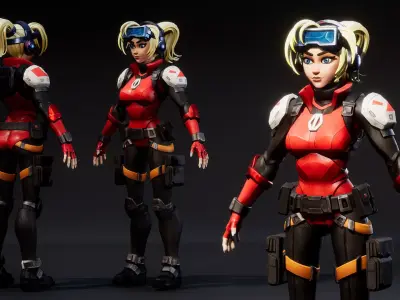 Spy Girl 01 Low-poly 3D model