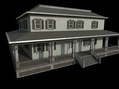 Horror House  and  Furniture Pack Low-poly 3D model