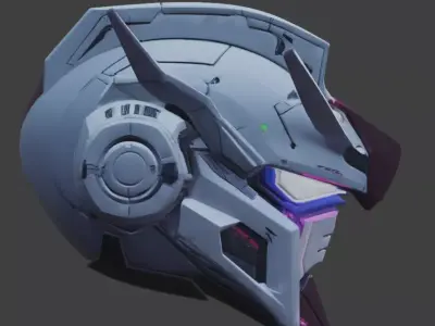 Cyber-Mecha Vanguard Helmet 3D Model Low-poly 3D model