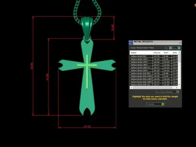Light Gold 18K Cross Pendant 2CP047 3D print model