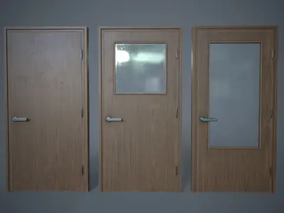 Set of three doors Low-poly 3D model