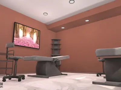 Massage room - interior and props Low-poly 3D model