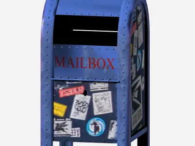 Outdoor street mailbox type garbage dust bin Low-poly 3D model