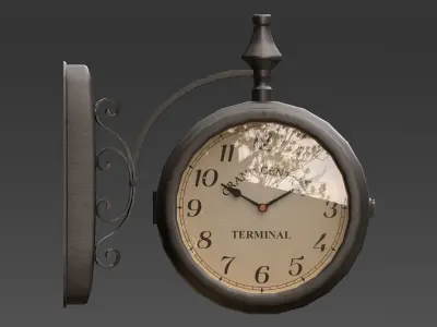 Street Clock Low-poly 3D model