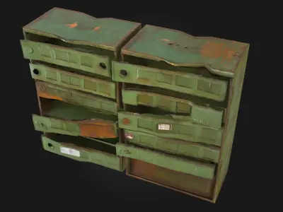 Old Green Mailboxes Vintage Postal Units 3D model