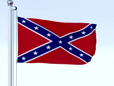 Animated Confederate Flag Low-poly 3D model