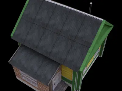 Russian village house Low-poly 3D model