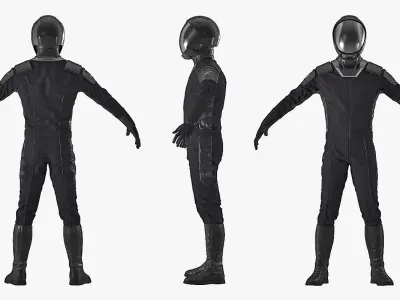 Sci-Fi Space Suit Black Rigged for Cinema 4D 3D model