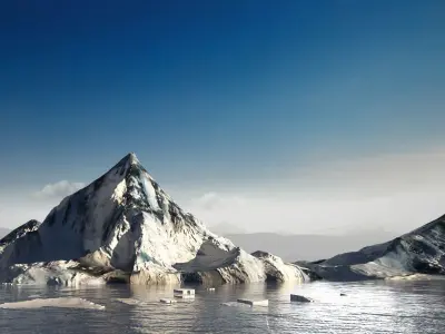 icescape Mountain snow polar pole ocean water arctic cold  3D model