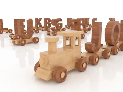 ALPHABET COLLECTION WITH TRAIN Low-poly 3D model