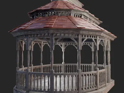 PBR Wooden Pergola 3D model