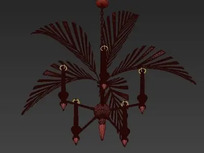 Palm Frond 5 Light Chandelier 3D model