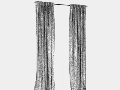 Curtain with hooks 3D model