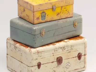 Vintage Metal Boxes Low-poly 3D model