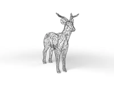 Deer Wireframe Low-poly 3D model