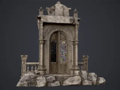 Old Abandoned Door Portal Low-poly 3D model