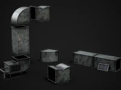 Ventilation Modular Low-poly 3D model