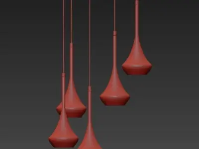 Wide Antique Brass Chandelier 3D model