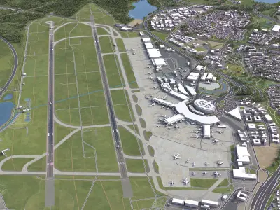 Dusseldorf - Airport - DUS Low-poly 3D model