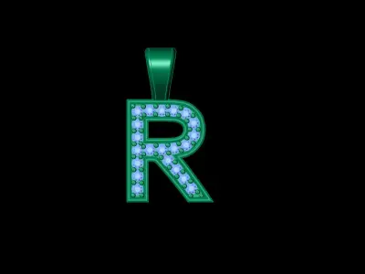 Pendant R letter 3D print model