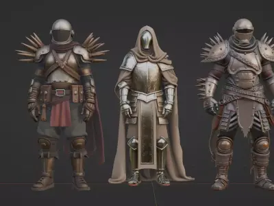 Full-Body Sci-Fi Character Outfit Pack  Game Ready FBX STL BLEND Low-poly 3D model