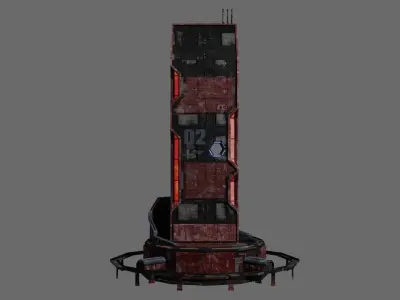 SciFi Cyberpunk Building 02 Low-poly 3D model