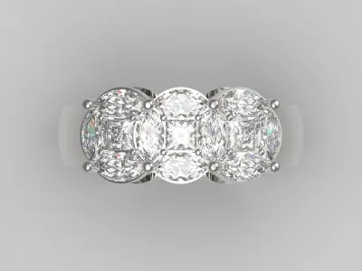 White gold ring with diamond model jr00049 3D print model