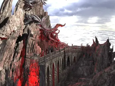 Dantes curved Heresy spiked rocks 3D model