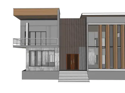 Modern Bungalow Set of 6 Facade Design Low-poly 3D model