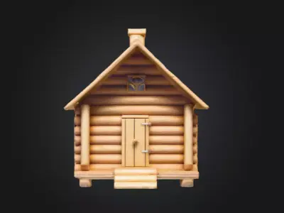 Cozy Log Cabin Low-poly 3D model