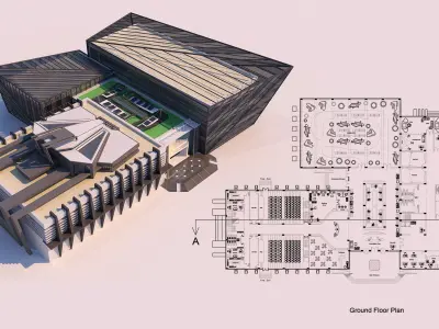  3 Projects - Art Center 2021 - 2Ds Plans - 3Ds Files 3D Model Pack