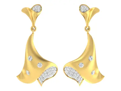 Light Weight Gold Diamond Earring  -earr1 3D print model