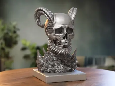 Skull robot demon dragon bust Cyborg skull dragon bust 3D print model