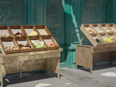 Market Stall Low-poly 3D model