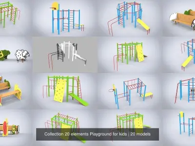 Collection 20 elements Playground for kids 3D Model Pack