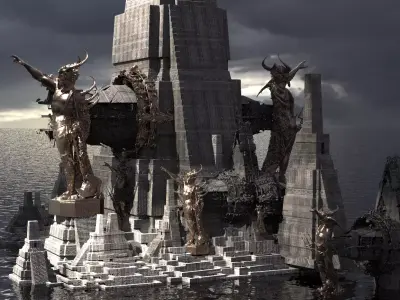 Aztec Temple Ocean City Kit bash 3D model