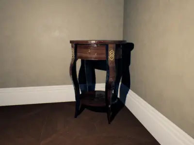 Wood End-Corner Table Low-poly 3D model