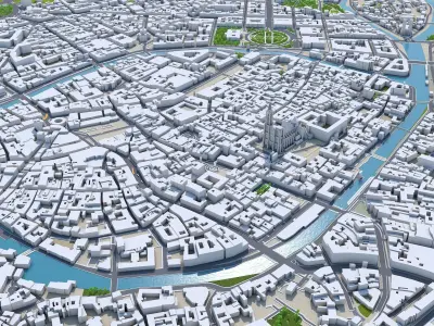 Strasbourg City in France Low-poly 3D model