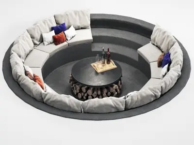 Curved sofa-outdoor 3D model