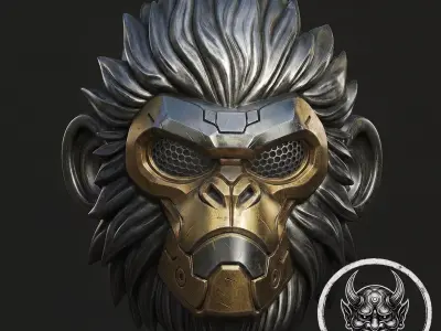 Cyber Primate Mask STL -  Futuristic Monkey Mask 3D print model