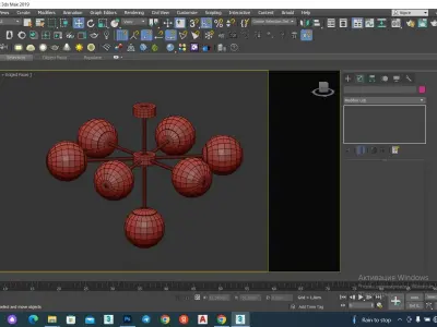 Chandelier modern - glass globes Low-poly 3D model