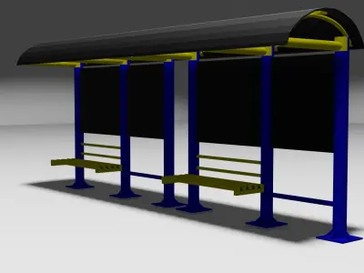Bus stop model 2 Low-poly 3D model