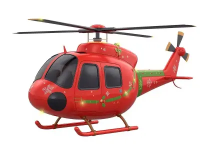 Stylized Christmas Helicopter 3D Model Low-poly 3D model