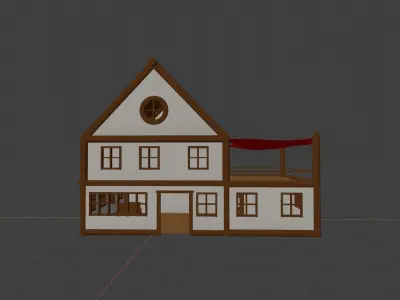 Medieval Low-poly Tavern  Low-poly 3D model