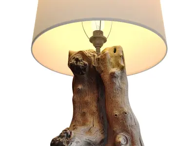 Rustic Nightstand Table lamp light driftwood  Scandinavian style 3D model