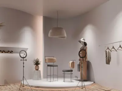 Live Stream Fashion Boutique - Interior Scene Low-poly 3D model