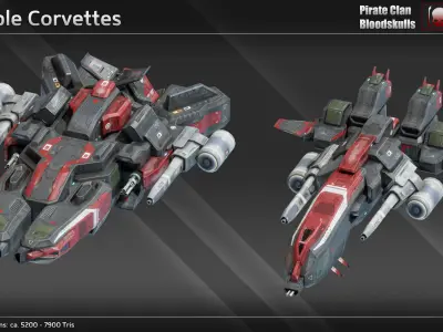 Modular Fighter Kit Pirate Clan Bloodskulls Low-poly 3D model