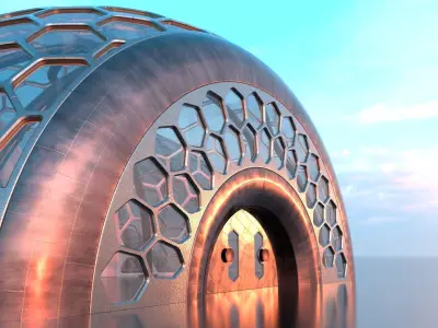 Sci Fi Hexagon Glass Dome Kitbash Collection 3D model